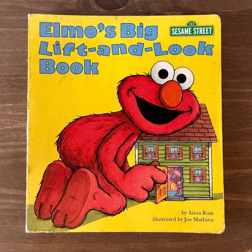 Sesame Street Elmo's Big Lift-and-Look Book 1994 Hardcover 60+ Flaps Complete